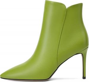 Женские ботильоны на высоком каблуке Mettesally с острым носком, модные с молнией, зимние офисные туфли, Green