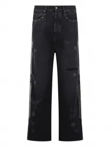 Широкие джинсы с прорезями и заклепками Amiri, черный