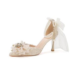 Туфли на тонком каблуке высотой 8 см для женщин Bamiti, Champagne