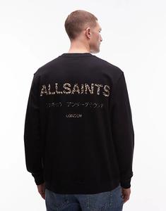 Толстовка Allsaints Underground с леопардовым принтом, черная