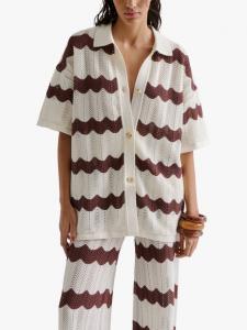 Футболка Alana с шевронными полосками Malina, Brown/White