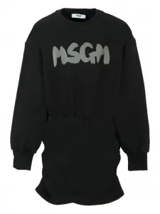 Платье с логотипом и завязками на кулиске MSGM Kids, черный