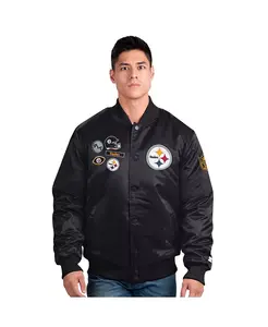 Мужская черная бейсбольная куртка на молнии Pittsburgh Steelers Exclusive Satin Starter