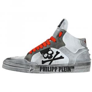 PHILIPP PLEIN Высокие кроссовки для скейтбординга Retrokickz, унисекс, белые, оранжевые