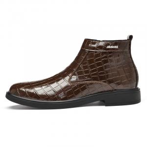 King Jinmai Мужские зимние замшевые ботинки с меховой подкладкой коричневые, цвет Brown Winter Fleece-Lined