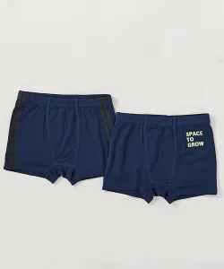 Удобные детские боксерские трусы для мальчиков, комплект из 2 штук, детская одежда, для мальчиков, весна-лето 2026 Devirock, цвет 003-Navy-Line Logo