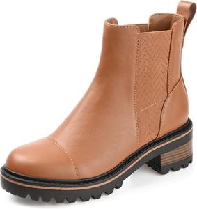 Женские кожаные байкерские ботинки Journee Collection MIRETTE с блочным каблуком, Tan