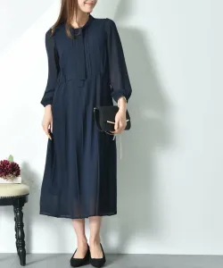 Плиссированное платье из шифона и жоржета Interplanet, цвет Navy