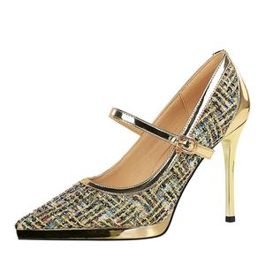 QITUMAUL Тонкие каблуки на шпильке женские светло-золотистые, цвет Light Gold[Heel Height 10.5cm]