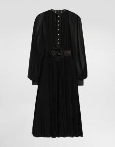 Платье бэби-долл миди длины с плиссированной юбкой Dolce & Gabbana, черный