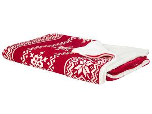 Мягкое одеяло Beliani VANTAA, красный - белый - текстиль - 150 х 2 х 200 см