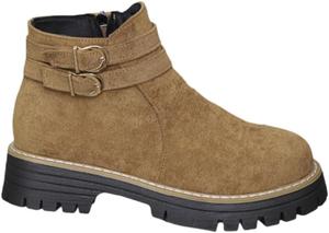 Женские модные ботильоны, большой размер, толстый каблук, массивная подошва, круглый носок, украшение металлической пряжкой, подходят для осенне-зимних нарядов. SPKFHD, Brown