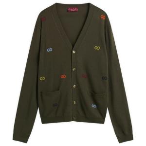 Многоцветный кардиган с логотипом gg Gucci, зеленый