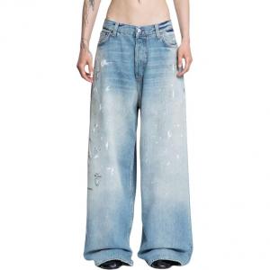 Потертые джинсы прямого кроя Acne Studios, синий