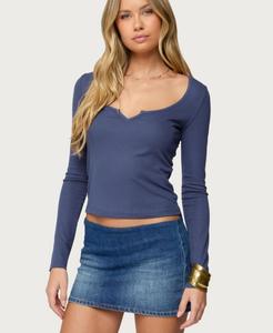 Женская блузка с длинными рукавами и вырезом-лодочкой Edikted, Navy