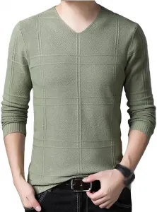 Мужской однотонный свитер с V-образным вырезом Korean Fashion Slim Fit