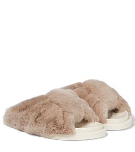 Тапочки из искусственного меха Simone Rocha, кэмел