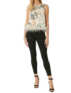 Абстрактный топ с перьевым декором в цвете айвори Entro, слоновая кость