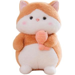 Плюшевая игрушка рыбка с котенком MENGDINUO, желтый