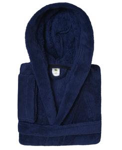 Детский супермягкий халат из полиэстера с капюшоном и двойной обработкой Linum Home, темно-синий