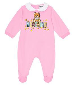 Комбинезон из хлопкового джерси с детским принтом Moschino Kids, розовый