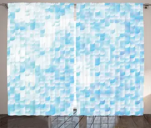 Штора ABAKUHAUS Natural Rustic, сияющий рыбий солнечный свет, для спальни, присборенная, с петлями и крючками, 280 x 245 см, цвет: белый, синий, фиолетовый Abakuhaus