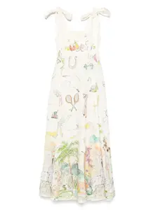 Платье миди с графичным принтом ALEMAIS, нейтральный