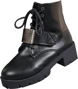 Женские готические массивные ботильоны на шнуровке с высокой платформой и толстом каблуке, боевые ботинки панк стиля, короткие полусапожки до середины голени Generic, Black