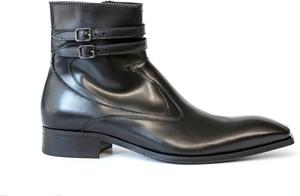 Женские итальянские черные кожаные ботильоны Jo Ghost 4767 с двумя пряжками и молнией