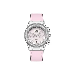 Lee Женские часы кварцевый механизм кожаный ремешок розовый циферблат подарочная упаковка
