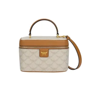 MCM Косметичка из холста с отделкой из кожи наппа Сумка через плече Сумка кроссбоди Трампетс Женская бежевая