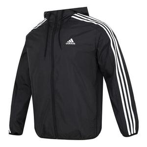 Куртка Essentials тканая ветровка с тремя полосками Adidas, черный