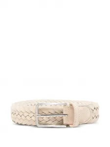 Плетеный ремень Canali, бежевый