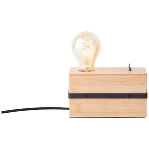 Настольная лампа Benny E27, высота 10 см, E27, металл/бамбук, черный матовый/натуральный Brilliant, Schwarz matt/natur