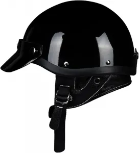 Мотоциклетный полушлем в немецком стиле, ретро, ​​открытый шлем для мотоцикла, скутера, туристического мопеда с солнцезащитным козырьком для мужчин и женщин, одобрен DOT/ECE RYDZCLH, Glossy black