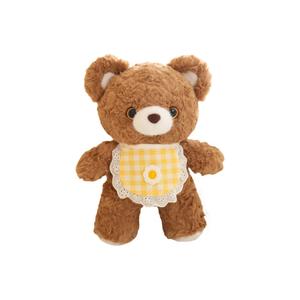 Милый и очаровательный мягкий медвежонок с кружевным клетчатым слюнявчиком, плюшевая кукла животное, высота 25см/35см KUKADI