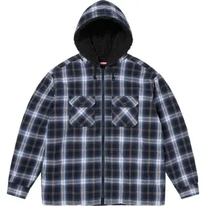 Рубашка FW25 WEEK10 Lined Zip Up Hooded Flannel Shirt Unisex Supreme, синий