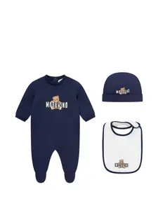 Комплект боди с логотипом Moschino Kids, синий
