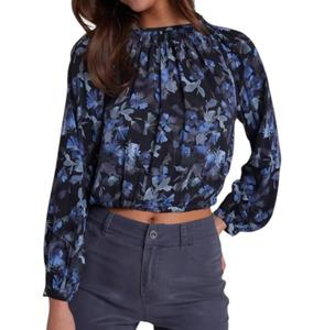 Топ с цветочным принтом и завязками на спине, сборчатый, синего/черного цвета Bella Dahl