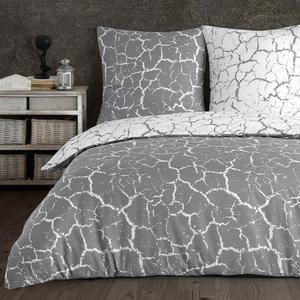 Постельное белье Пододеяльник 200х200 см, наволочка 80х80 см Комплект постельного белья из 3 предметов - комплект хлопка Renforce на молнии Buymax, серый