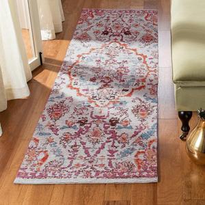 Ковер-ковер-дорожка SAFAVIEH, 69 x 244 см, Classic Vintage Collection, Red & Beige, дизайн в восточном стиле с эффектом потертости, не линяет и прост в уходе, идеален для помещений с высокой проходимостью в гостиной, спальне (CLV102Q)