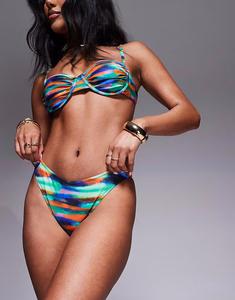 Плавки бикини Candypants с абстрактным принтом и высоким вырезом в разноцветном цвете