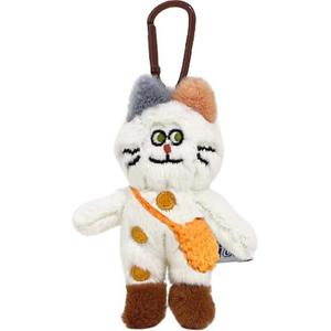 Модные и крутые милые креативные необычные ботинки с маленькими куклами-подвесками из плюша в виде кошечек, высота 13см Bowl, оранжевый