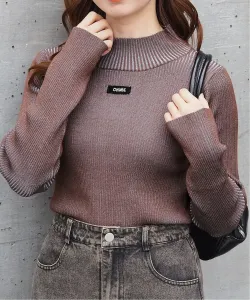 пуловер Tiptop/Меланжевая резинка с высоким воротником и логотипом