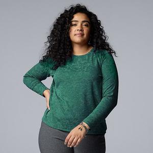 Футболка с длинным рукавом и круглым вырезом Plus size Simply Vera Vera Wang, Woodland Green
