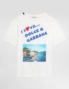 Футболка из джерси с принтом в виде открытки DOLCE & GABBANA, белый