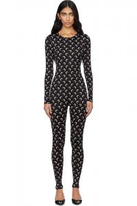 Marine Serre Черный комбинезон из переработанного трикотажа с лунным рисунком