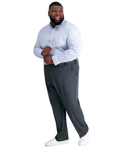 Мужские классические брюки Big & Tall Cool 18 PRO с расширяющейся талией, стретч и плоской передней частью Haggar, серый