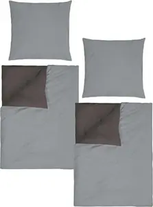 Комплект постельного белья aboutyourhome, хлопок, однотонный, двусторонний, 155x220 / 80x80 см, розовый, серый, бежевый, серый / 4 предмета. aboutyourhome-shop