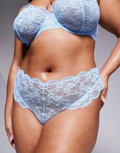 Кружевные стринги Curve Lola от ASOS DESIGN нежно-голубого цвета Asos Curve